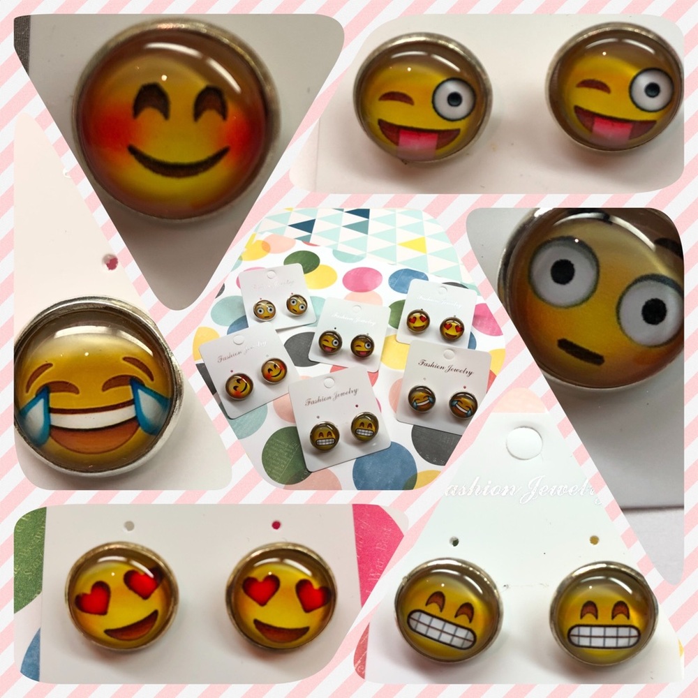 NEW 6 pairs of Emoji Earrings 😂😍😬😊😜😳